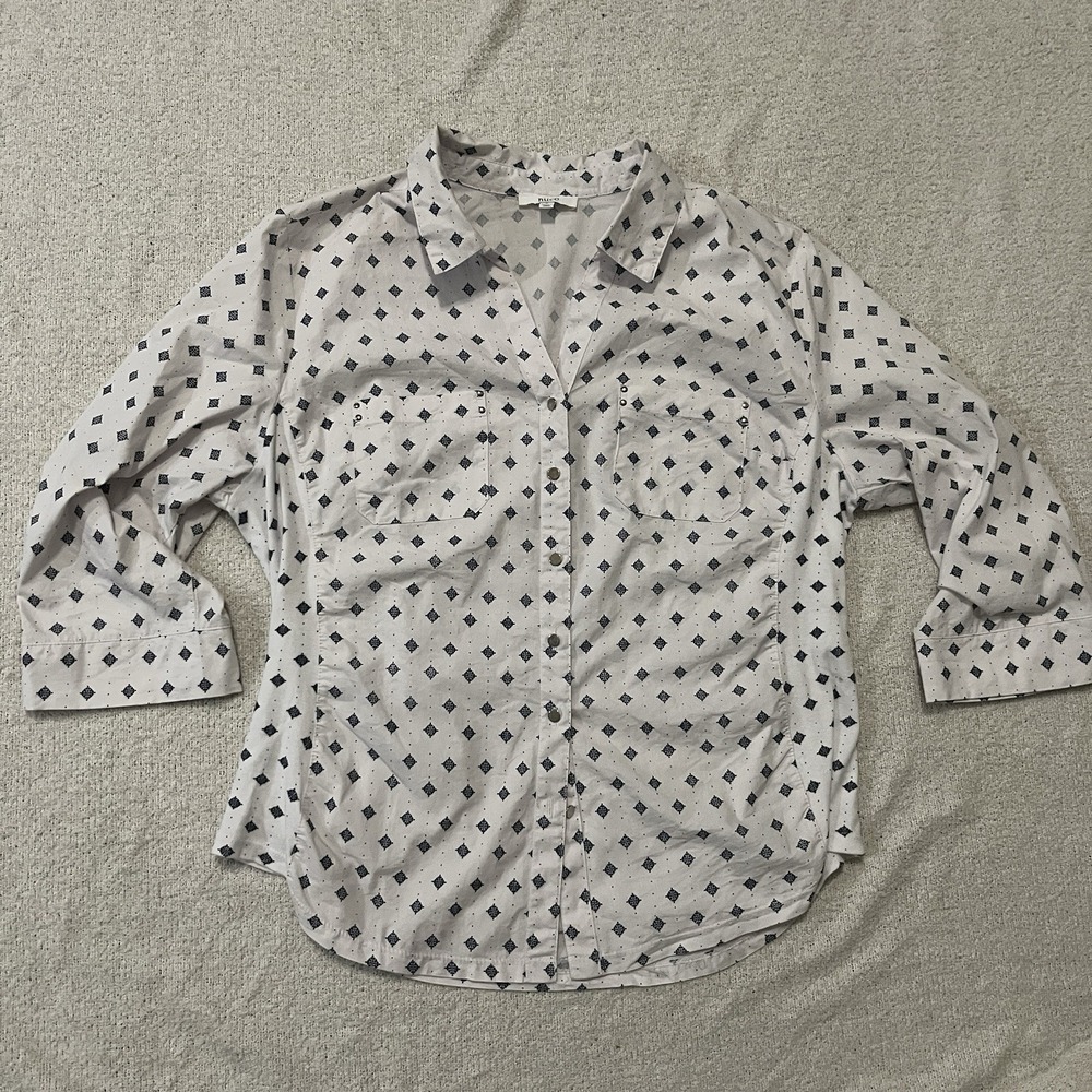 NUCO MEN'S LONG SLEEVE WHITE WESTERN BUTTON DOWN SNAP SIZE L
